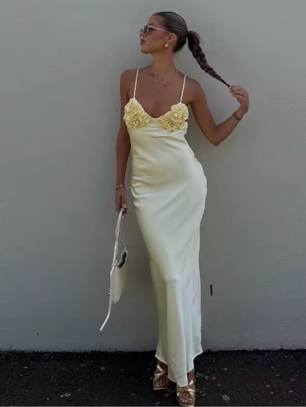 Flower Decoration Dress Woman